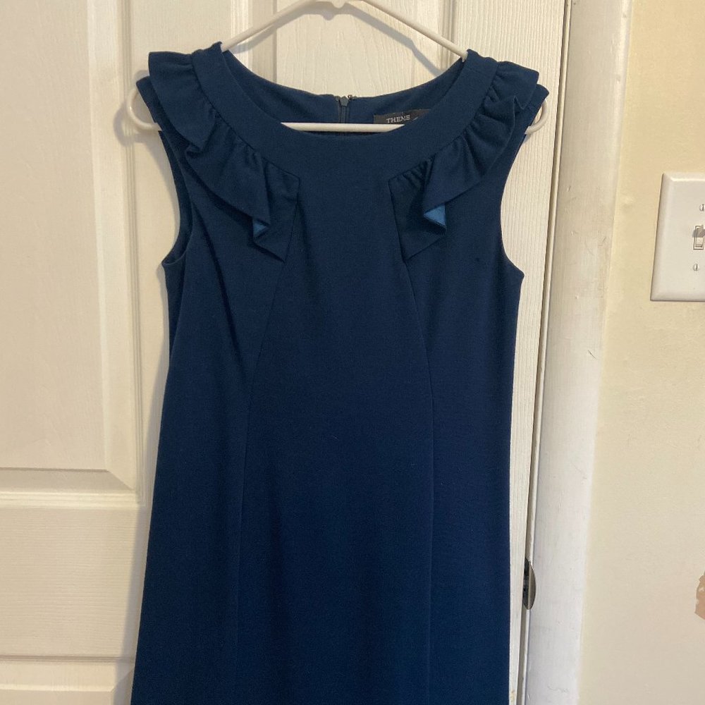 Blue Theme Dress with ruffles around the collar - Picture 1 of 3